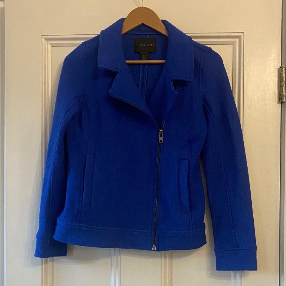 Tahari Blue Bomber Jacket